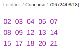 Lotofácil/Concurso 1706 (24/08/18)
