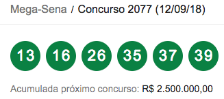 Mega-Sena/Concurso 2077 (12/09/18)
