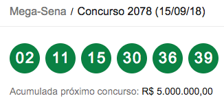Mega-Sena/Concurso 2078 (15/09/18)