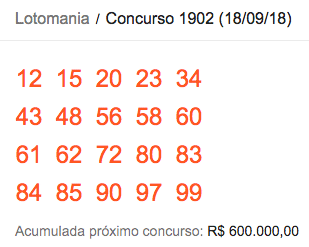 Lotomania/Concurso 1902 (18/09/18)