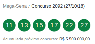 Mega-Sena/Concurso 2092 (27/10/18)