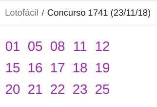 Lotofácil/Concurso 1741 (23/11/18)