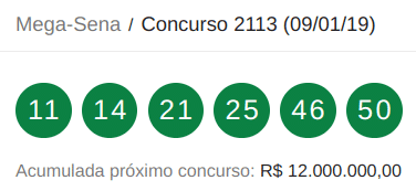 Mega-Sena/Concurso 2113 (09/01/19)