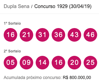 Dupla Sena/Concurso 1929 (30/04/19)